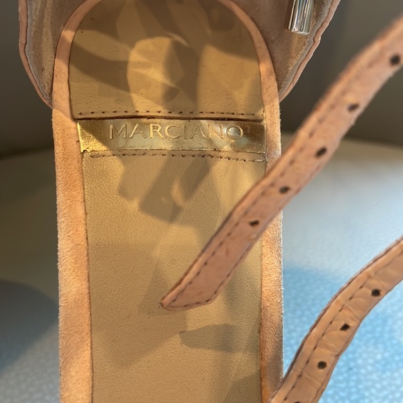 Tie Bow Lace Marciano Heels Peep Toe Sandals Strappy Tie - Picture 7 of 12